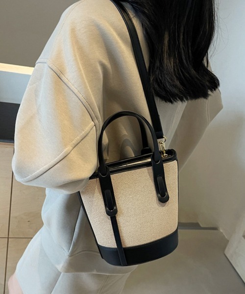 ReRe(リリ)の「編み込み×レザー切替ショルダーバッグ(ショルダーバッグ・レディース・ブラック/ダークブラウン/ブラウン・FREE)」の2枚目の写真