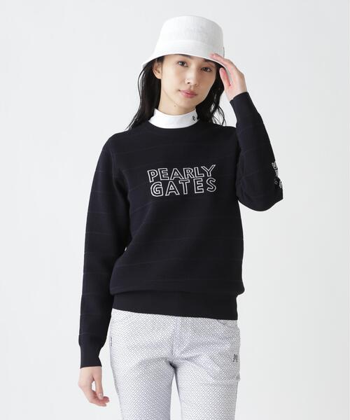 PEARLY GATES(パーリーゲイツ)の「【PEARLY GATES】PG is PG ロゴジャガードクルーネックニットプルオーバー(ニット/セーター・レディース・ネイビー/ホワイト/グリーン・MEDIUM/SMALL/LARGE)」の3枚目の写真
