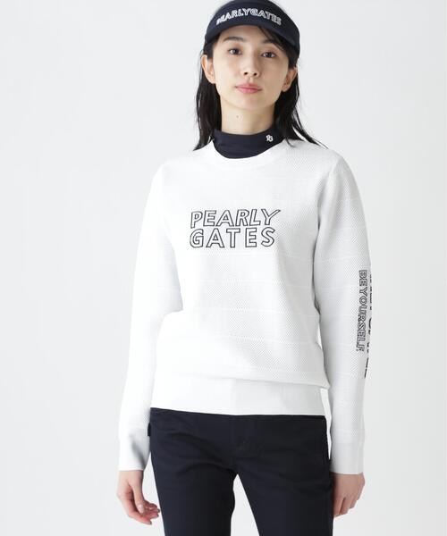 PEARLY GATES(パーリーゲイツ)の「【PEARLY GATES】PG is PG ロゴジャガードクルーネックニットプルオーバー(ニット/セーター・レディース・ネイビー/ホワイト/グリーン・MEDIUM/SMALL/LARGE)」の4枚目の写真