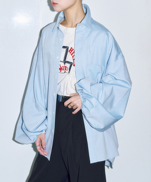 CITYSHOP（シティーショップ）の「BALLOON CUFF シャツ（シャツ/ブラウス・レディース・サックスブルー/ホワイト/グリーン/ピンク/ブルー系その他・FREE）」の4枚目の写真