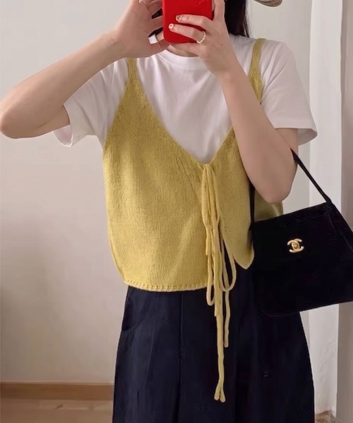 lulufa(ルルファ)の「【26春夏新作】前後着用可能 ルーズニットビスチェ(ベスト・レディース・ブラック/アイボリー/グレー/イエロー・FREE)」の19枚目の写真