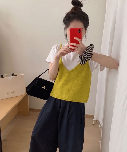 lulufa(ルルファ)の「【26春夏新作】前後着用可能 ルーズニットビスチェ(ベスト・レディース・ブラック/アイボリー/グレー/イエロー・FREE)」の16枚目の写真