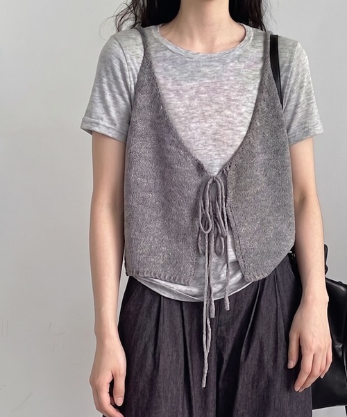 lulufa(ルルファ)の「【26春夏新作】前後着用可能 ルーズニットビスチェ(ベスト・レディース・ブラック/アイボリー/グレー/イエロー・FREE)」の20枚目の写真