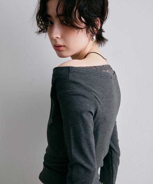 Trish(トリッシュ)の「レースレイヤード風2wayドレープカットソー(Tシャツ/カットソー・レディース・チャコールグレー/ホワイト・FREE)」の19枚目の写真