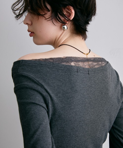Trish(トリッシュ)の「レースレイヤード風2wayドレープカットソー(Tシャツ/カットソー・レディース・チャコールグレー/ホワイト・FREE)」の20枚目の写真