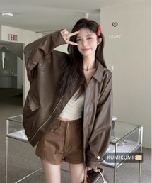 オーバーサイズ フェイクレザー ジャケット