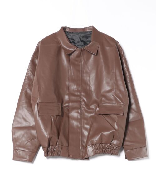 Ritzy(リッツィー)の「オーバーサイズ フェイクレザー ジャケット(ピーコート・レディース・ブラウン/ブラック・M)」の9枚目の写真