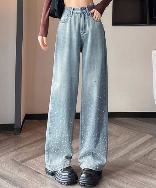 &soiree(アンドソワレ)の「クリアグリッターデニムパンツ(デニムパンツ・レディース・ネイビー・X-LARGE/LARGE/MEDIUM/SMALL/X-SMALL)」の4枚目の写真