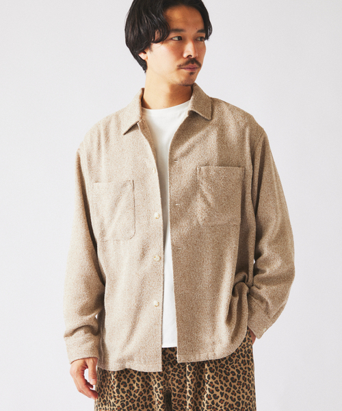 JOURNAL STANDARD relume(ジャーナルスタンダード レリューム)の「リングヤーン ミックスカラー CPOシャツ(シャツ/ブラウス・メンズ・ダークグリーン/サックスブルー/ベージュ系その他・MEDIUM/LARGE)」の6枚目の写真