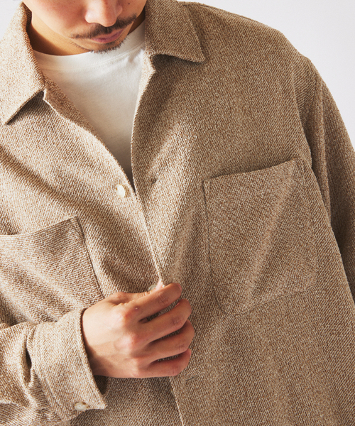 JOURNAL STANDARD relume(ジャーナルスタンダード レリューム)の「リングヤーン ミックスカラー CPOシャツ(シャツ/ブラウス・メンズ・ダークグリーン/サックスブルー/ベージュ系その他・MEDIUM/LARGE)」の7枚目の写真