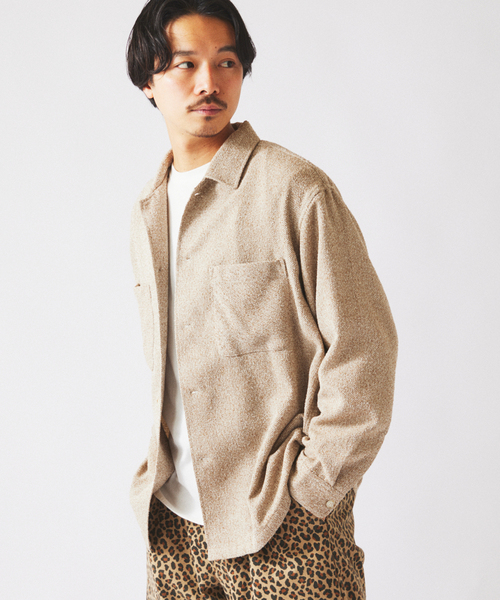 JOURNAL STANDARD relume(ジャーナルスタンダード レリューム)の「リングヤーン ミックスカラー CPOシャツ(シャツ/ブラウス・メンズ・ダークグリーン/サックスブルー/ベージュ系その他・MEDIUM/LARGE)」の10枚目の写真