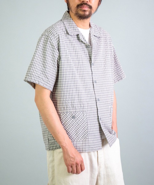 OMNIGOD（オムニゴッド）の「[OMNIGOD mens / オムニゴッド] オリジナルギンガムチェックシャンブレー ショートスリーブシャツジャケット（シャツ/ブラウス・メンズ・グレー系その他・4/3/2）」の3枚目の写真