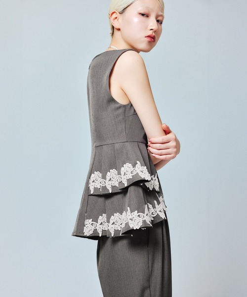 darial(ダリアル)の「【darial】point lace pants setup / ポイントレースパンツセットアップ(セットアップ・レディース・ブラック/グレー/ベージュ・S/M)」の3枚目の写真