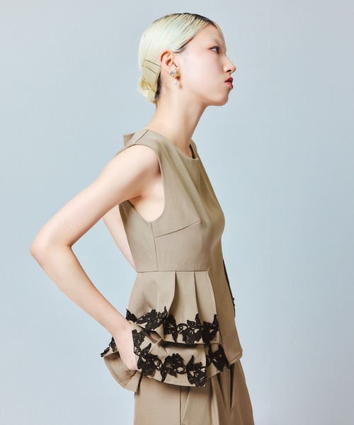 darial(ダリアル)の「【darial】point lace pants setup / ポイントレースパンツセットアップ(セットアップ・レディース・ブラック/グレー/ベージュ・S/M)」の6枚目の写真