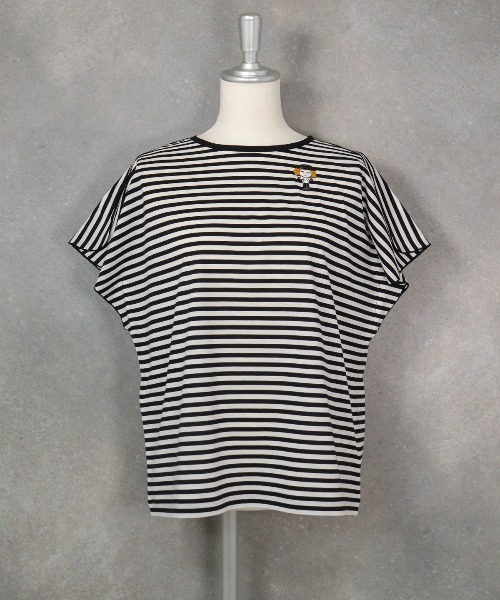 STUDIO PICONE(スタジオピッコーネ)の「コットン100%ボーダー冷感プルオーバー(Tシャツ/カットソー・レディース・ブラック/イエロー/オレンジ・LL/L/M)」の4枚目の写真
