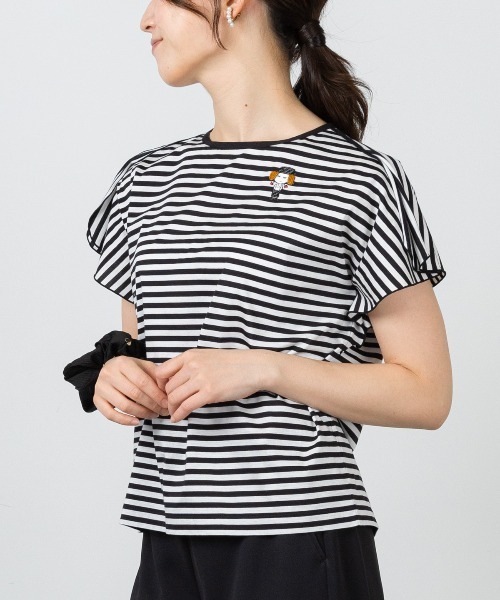 STUDIO PICONE(スタジオピッコーネ)の「コットン100%ボーダー冷感プルオーバー(Tシャツ/カットソー・レディース・ブラック/イエロー/オレンジ・LL/L/M)」の12枚目の写真