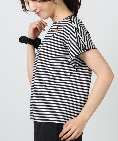 STUDIO PICONE(スタジオピッコーネ)の「コットン100%ボーダー冷感プルオーバー(Tシャツ/カットソー・レディース・ブラック/イエロー/オレンジ・LL/L/M)」の13枚目の写真