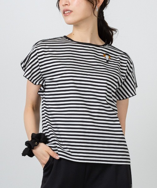 STUDIO PICONE(スタジオピッコーネ)の「コットン100%ボーダー冷感プルオーバー(Tシャツ/カットソー・レディース・ブラック/イエロー/オレンジ・LL/L/M)」の16枚目の写真