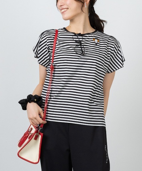 STUDIO PICONE(スタジオピッコーネ)の「コットン100%ボーダー冷感プルオーバー(Tシャツ/カットソー・レディース・ブラック/イエロー/オレンジ・LL/L/M)」の19枚目の写真