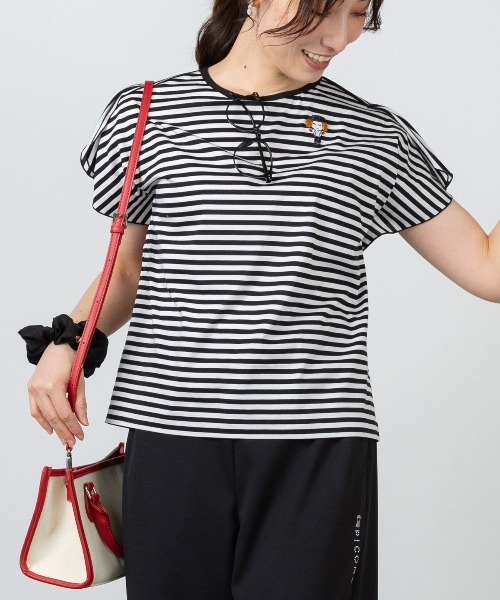 STUDIO PICONE(スタジオピッコーネ)の「コットン100%ボーダー冷感プルオーバー(Tシャツ/カットソー・レディース・ブラック/イエロー/オレンジ・LL/L/M)」の20枚目の写真