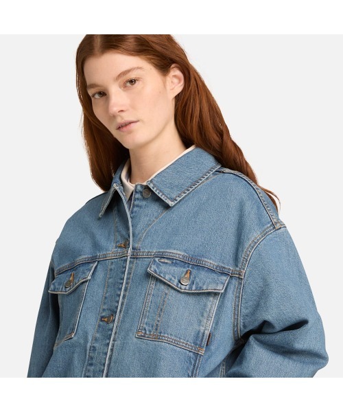 Timberland(ティンバーランド)の「アーカイブ デニム ジャケット レディース(デニムジャケット・レディース・ブルー系その他・LARGE/MEDIUM)」の4枚目の写真