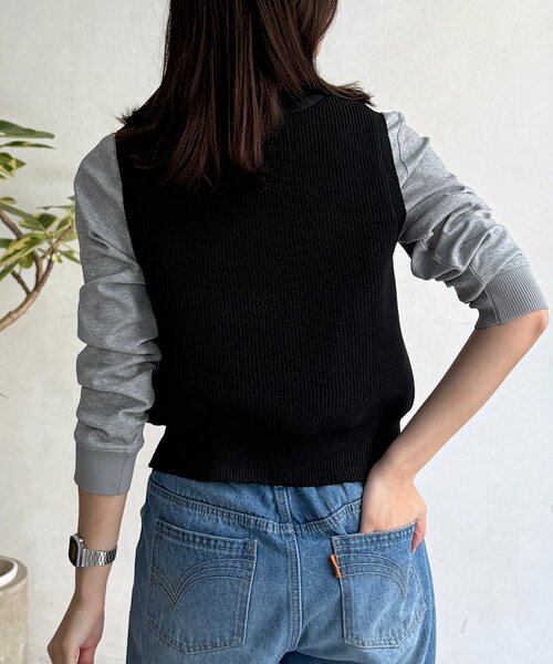 CPCM（シーピーシーエム）の「メタル釦コンパクトベスト（ニット/セーター・レディース・アイボリー/ブラック/グレイッシュベージュ・FREE）」の11枚目の写真