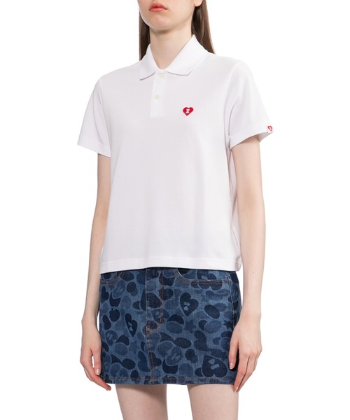 APEE BY A BATHING APE(エイピーバイアベイシングエイプ)の「HEART BADGE POLO SHIRT(ポロシャツ・レディース・ブラック/ブルー/グレー/ホワイト・X-SMALL/SMALL)」の9枚目の写真