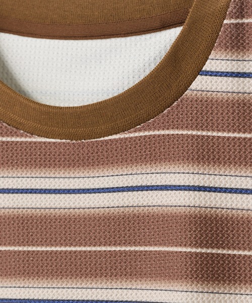 UNION STATION（ユニオンステーション）の「マルチボーダーT〈ストレッチ・マシンウォッシャブル〉（Tシャツ/カットソー・メンズ・ブラウン系その他/ホワイト系その他・M/L）」の6枚目の写真