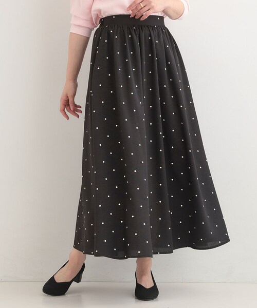 SHOO・LA・RUE（シューラルー）の「【着丈選べる】ふんわり揺れる アソート柄フレアスカート（スカート・レディース・アイボリー系6/ライトイエロー系/ブルー系6/ブラック系5・11/00）」の2枚目の写真