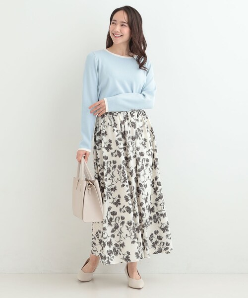 SHOO・LA・RUE（シューラルー）の「【着丈選べる】ふんわり揺れる アソート柄フレアスカート（スカート・レディース・アイボリー系6/ライトイエロー系/ブルー系6/ブラック系5・11/00）」の21枚目の写真