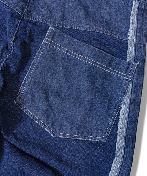 GALLIS ADDICTION（ガリスアディクション）の「GA 切替DENIM PANTS（デニムパンツ・メンズ・ブラック系/インディゴブルー・M/L）」の6枚目の写真