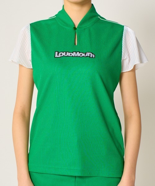 Loudmouth(ラウドマウス)の「LOUDMOUTH/ラウドマウス ゴルフウェア 吸汗速乾, UVカット ワッフル素材シャツ(シャツ/ブラウス・レディース・ブラック/グリーン/ホワイト・S/L/LL/M)」の1枚目の写真