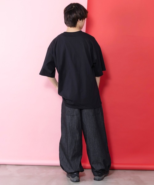 ScoLar Parity（スカラーパリティ）の「361109：桜咲千依さんコラボ第5弾 ちょこにゃんず ジャージ×デニム切替パンツ（その他パンツ・レディース・ブラック/サックスブルー・M）」の7枚目の写真