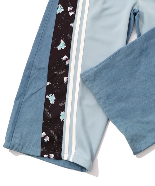 ScoLar Parity（スカラーパリティ）の「361109：桜咲千依さんコラボ第5弾 ちょこにゃんず ジャージ×デニム切替パンツ（その他パンツ・レディース・ブラック/サックスブルー・M）」の15枚目の写真