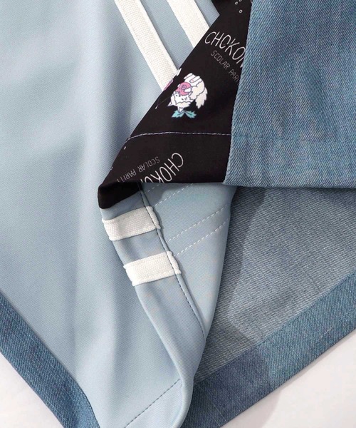 ScoLar Parity（スカラーパリティ）の「361109：桜咲千依さんコラボ第5弾 ちょこにゃんず ジャージ×デニム切替パンツ（その他パンツ・レディース・ブラック/サックスブルー・M）」の18枚目の写真