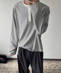 Ressaca（レサーカ）の「ボーダー柄ヘンリーネックロンT（Tシャツ/カットソー）」