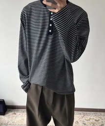 Ressaca（レサーカ）の「ボーダー柄ヘンリーネックロンT（Tシャツ/カットソー）」