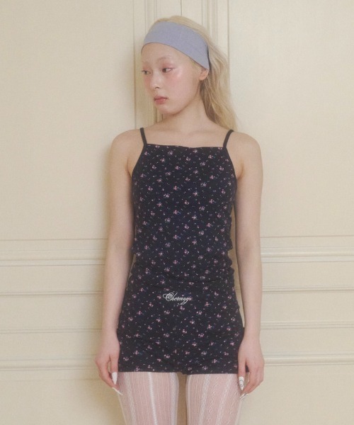 SMFK ブラック 花柄刺繍 キャミソール S chernyy floral camisole / 小花柄キャミソール（キャミソール