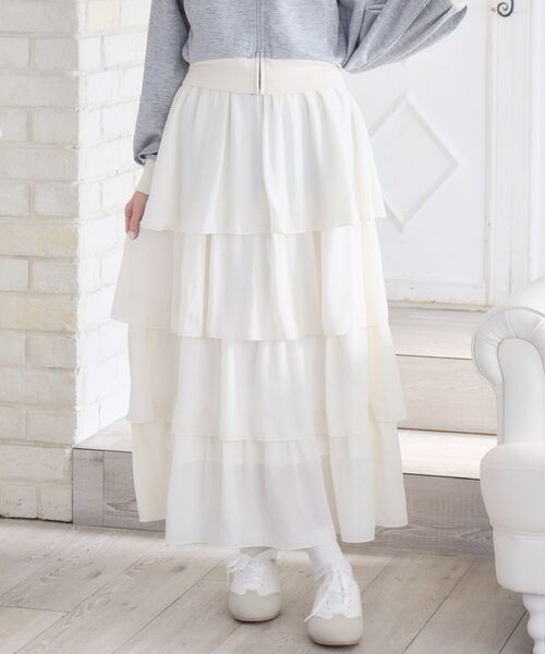 ems excite（エムズエキサイト）の「BレースアップティアードSK（スカート・レディース・ナチュラル/ブラック/ブルー・FREE）」の2枚目の写真