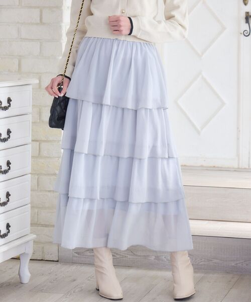 ems excite（エムズエキサイト）の「BレースアップティアードSK（スカート・レディース・ナチュラル/ブラック/ブルー・FREE）」の3枚目の写真