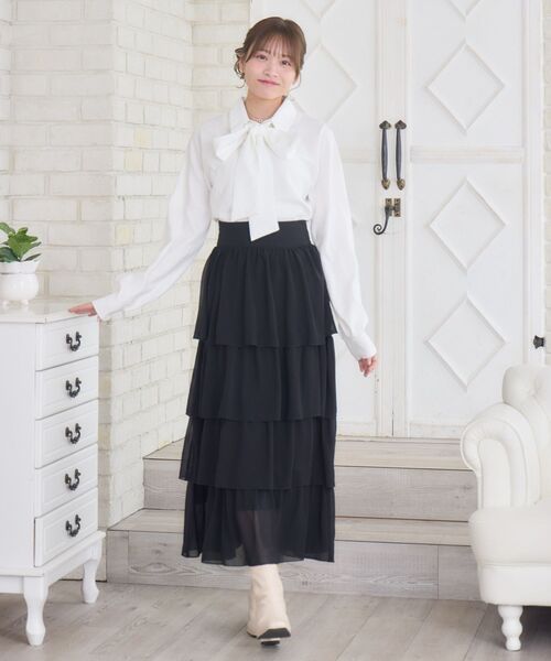 ems excite（エムズエキサイト）の「BレースアップティアードSK（スカート・レディース・ナチュラル/ブラック/ブルー・FREE）」の5枚目の写真