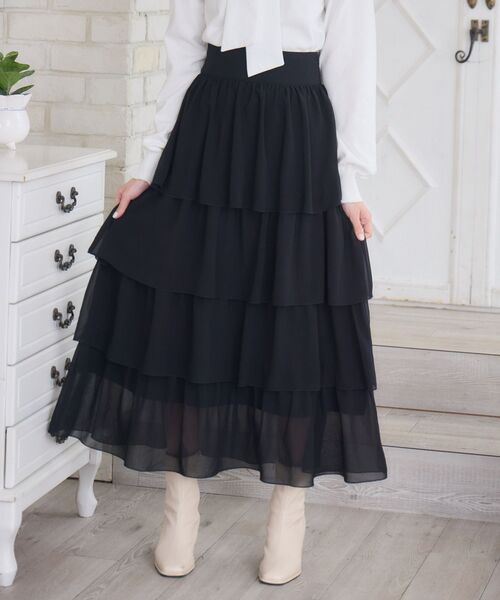 ems excite（エムズエキサイト）の「BレースアップティアードSK（スカート・レディース・ナチュラル/ブラック/ブルー・FREE）」の9枚目の写真