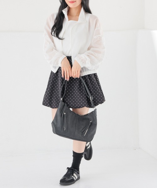 Honeys(ハニーズ)の「【ハニさら・接触冷感】袖ドロストシアーブルゾン(ブルゾン・レディース・イエロー/モカ/ホワイト/ブラック・L/M/S)」の7枚目の写真