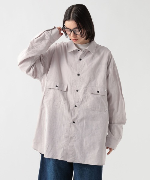 GEORGE'S(ジョージズ)の「リネン混シャツ(シャツ/ブラウス・メンズ・ライトグレー/ダークブルー・LARGE/MEDIUM)」の2枚目の写真