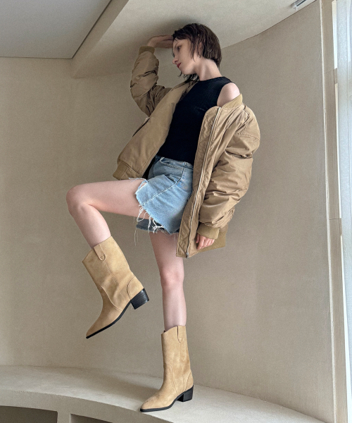 LAZYANNE(レイジーアン)の「ソーラーウェスタンミドルブーツ(5cm)_AOL122 l 3カラー(ブーツ・レディース・ダークブラック/キャメル/ブラウン・23.5cm/24cm/24.5cm/25cm/25.5cm/23cm)」の5枚目の写真