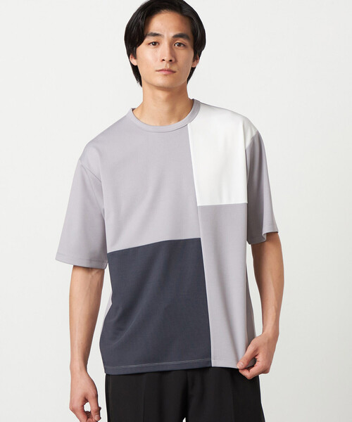 COMME CA ISM(コムサイズム)の「【吸水速乾】フェイクレイヤード ブロッキングTシャツ(Tシャツ/カットソー・メンズ・ブラック/グレー/ホワイト/ミント・MEDIUM/LARGE/X-LARGE)」の3枚目の写真