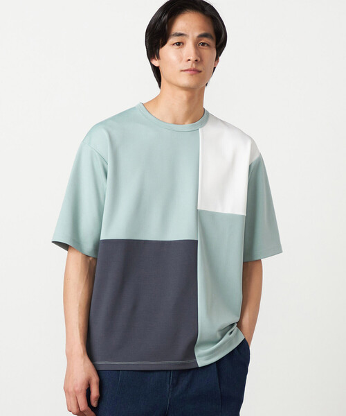 COMME CA ISM(コムサイズム)の「【吸水速乾】フェイクレイヤード ブロッキングTシャツ(Tシャツ/カットソー・メンズ・ブラック/グレー/ホワイト/ミント・MEDIUM/LARGE/X-LARGE)」の4枚目の写真