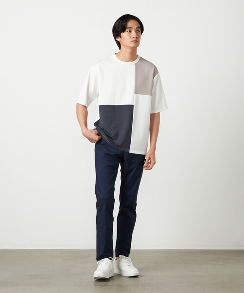 COMME CA ISM(コムサイズム)の「【吸水速乾】フェイクレイヤード ブロッキングTシャツ(Tシャツ/カットソー・メンズ・ブラック/グレー/ホワイト/ミント・MEDIUM/LARGE/X-LARGE)」の5枚目の写真