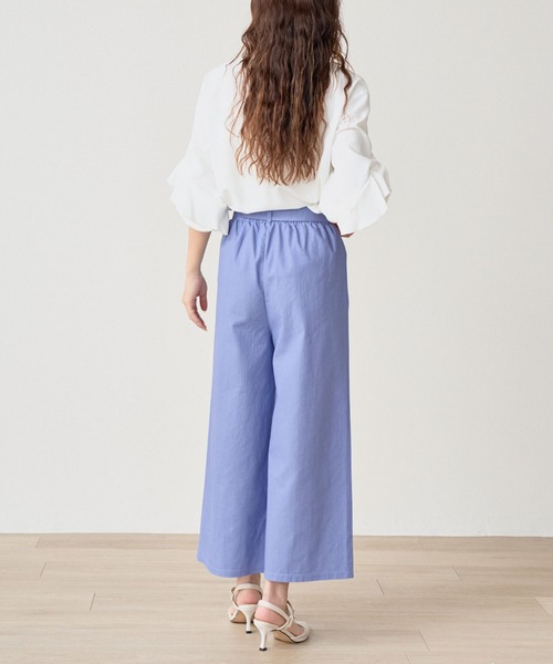 laulea（ラウレア）の「CVCスラブデニム クロプトワイドパンツ（デニムパンツ・レディース・ネイビー/サックスブルー/グレー/ブルー・M/L）」の3枚目の写真