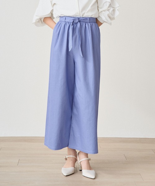 laulea（ラウレア）の「CVCスラブデニム クロプトワイドパンツ（デニムパンツ・レディース・ネイビー/サックスブルー/グレー/ブルー・M/L）」の20枚目の写真